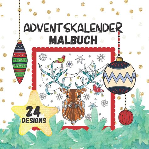 Buy Adventskalender Malbuch 24 Designs Weihnachtskalender Zum