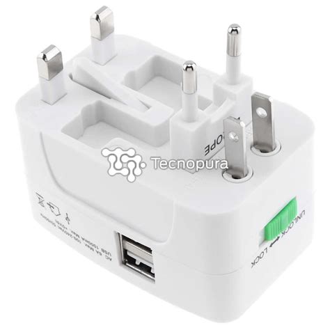 Adaptador De Corriente Universal Viajero Con Puertos Usb Tecnopura