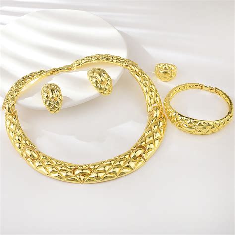 Zinc Alloy Gold Plated Piece Jewelry Set From Reliable Factory