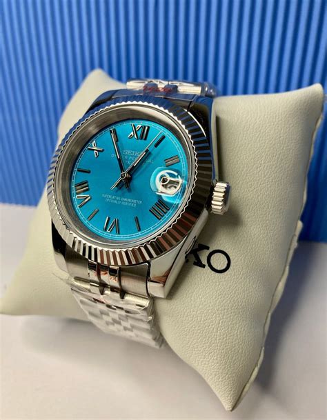 Datejust Custom Build Seiko Homage Dial Watches Building Blue Men