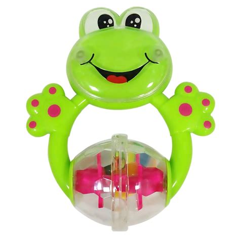 Colorful Funny Plastic Baby Rattles Toys Above 1 Year Old Infant Frog Shape Hand Bell Rattle ...