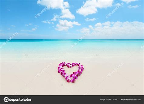 Heart Flowers On Beach