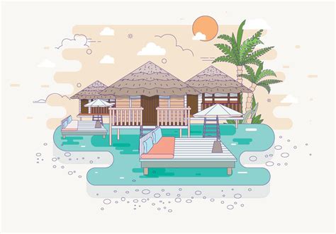 Beach Resort Illustration Vector 205940 Vector Art At Vecteezy