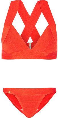 Coral Summer bandage bikini Hervé Léger NET A PORTER