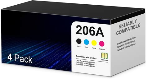 206a Toner Cartridges 4 Pack 206x High Yield With Chip Compatible Replacement