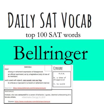 Daily SAT Vocab Google Slide Bellringer Distance Learning By Tori