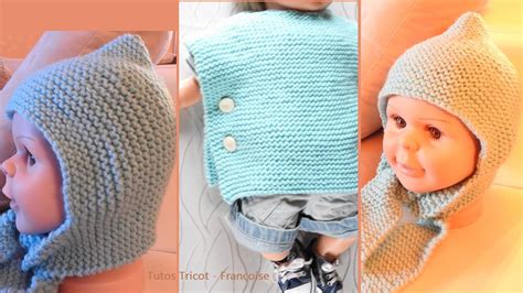 Tricot Bonnet écharpe et Poncho très facile Echarpe bebe Bonnet bébé