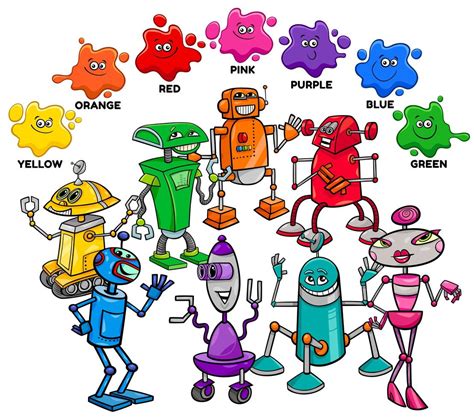 basic colors with robot characters group 1951572 Vector Art at Vecteezy