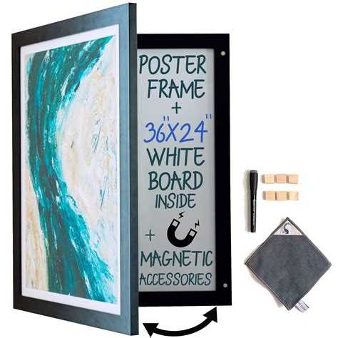 Secret Whiteboard (Medium,Black) 36x24 Poster Frame & Hidden Magnetic Dry Erase Board for sale ...