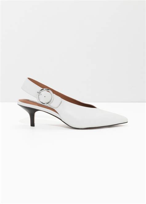 And Other Stories Pointed Slingback Kitten Heels In White Endource