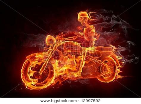 Fire Skeleton Riding Motorcycle Image Photo Bigstock