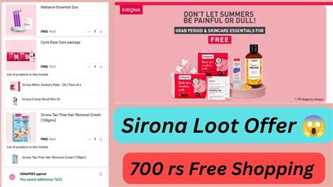 Sirona Loot Offer Free Shopping Worth 700rs Loot Offer Today