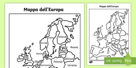 Mappa Dell Europa Con E Senza Nomi Poster Teacher Made