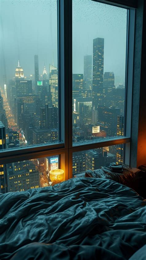 An Apartment Bedroom with a View of New York City