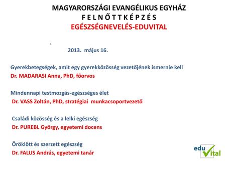 PPT MAGYARORSZÁGI EVANGÉLIKUS EGYHÁZ F E L N Ő T T K É P Z É S