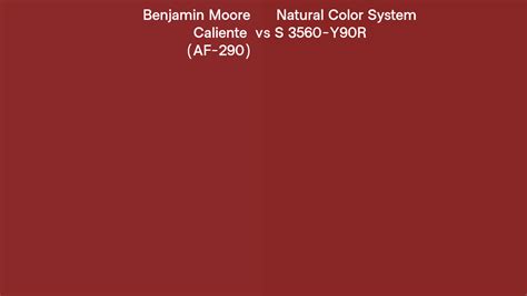 Benjamin Moore Caliente Af 290 Vs Natural Color System S 3560 Y90r Side By Side Comparison