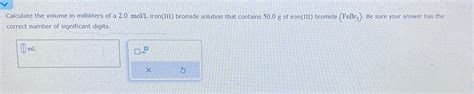 Solved Calculate The Volume In Milliliters Of A 2 0molL Chegg