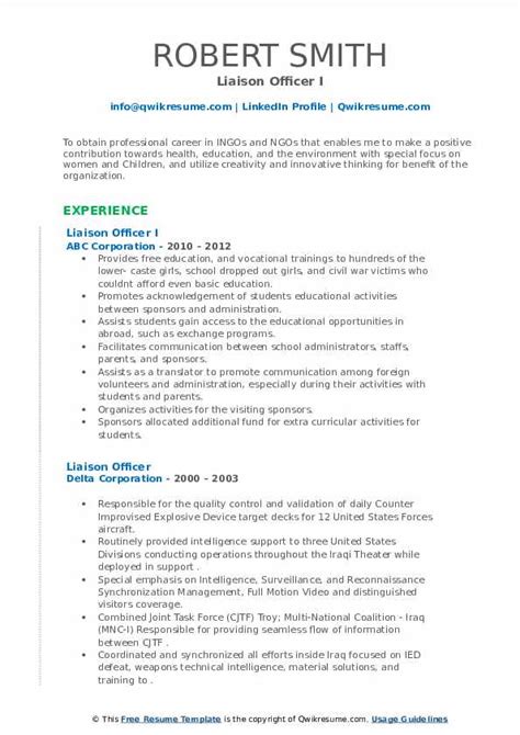 10+ Liaison Officer Resume Samples & Templates for 2025