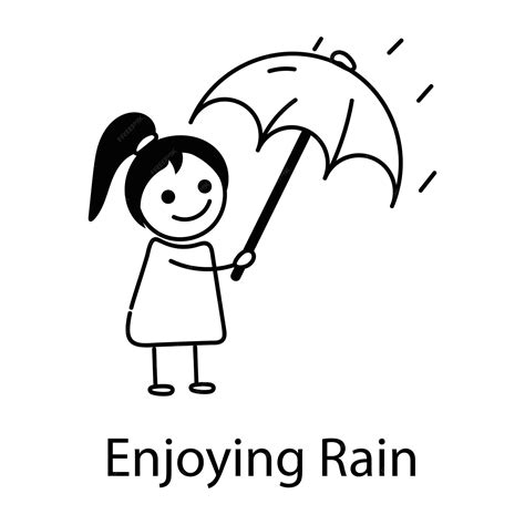 Premium Vector Heres A Doodle Icon Of Kid Enjoying Rain