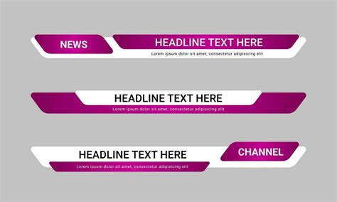 Set Of Broadcast News Lower Third Banner Templates For Television