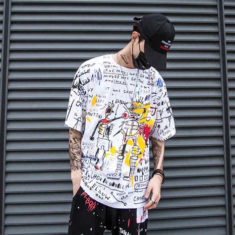 Men Hip Hop Loose T Shirt 2019 Summer Half Sleeve T Shirt Casual Tshirt