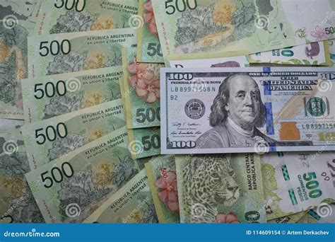 Money Bills, the Argentine Peso and US Dollars Stock Photo - Image of denomination, bank: 114609154