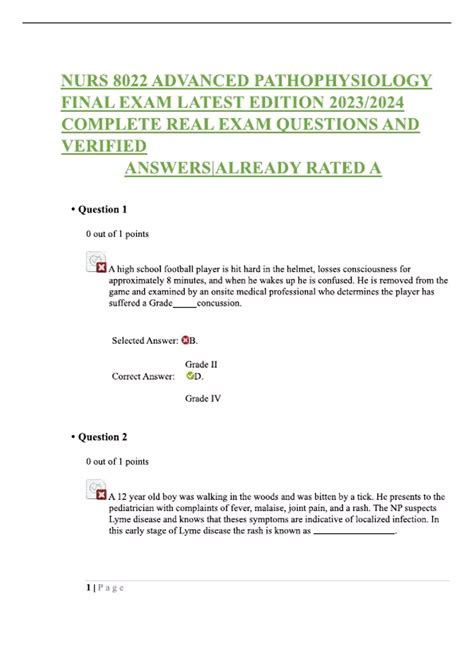 Urs Advanced Pathophysiology Final Exam Latest Edition Nursing