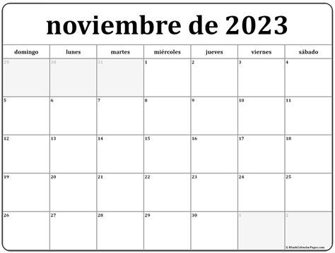 Calendario De Noviembre 2023