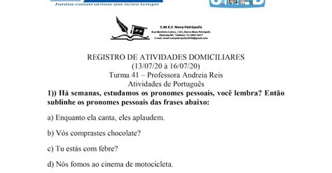 EAD EMEF Nova Petrópolis TURMA 41 Prof Andréia Reis Atividades de