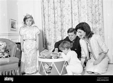 President John F Kennedy And First Lady Jacqueline Kennedy Visit With