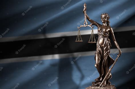 Premium Photo Botswana Flag With Statue Of Lady Justice And Judicial