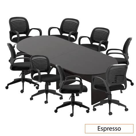 Gof 10ft Conference Table Chair Set G10901 Cherry Espresso