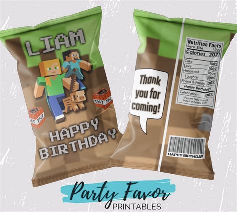 Minecraft Party Favors Candy Bar Wrappers Printed Only You Cut Paste And Fill Yourself