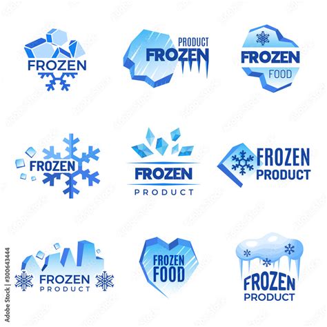 Ice logo. Frozen product abstract badges cold and ice vector symbols. Ice cold crystal badge for ...