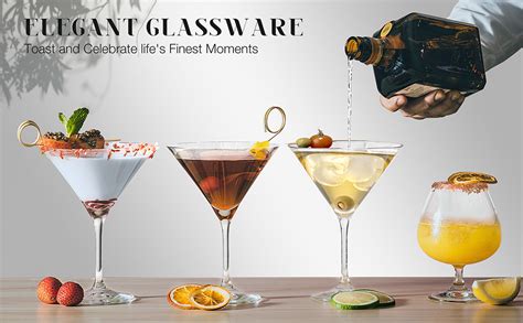 HUNGYAN Martini Cocktail Glasses Set Of 2 Crystal Martini Serving