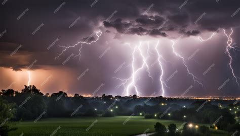 Premium Photo | Lightning strike during a thunderstorm