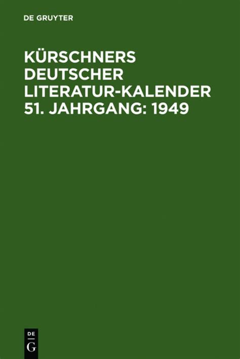 K Rschners Deutscher Literatur Kalender Online Kaufen