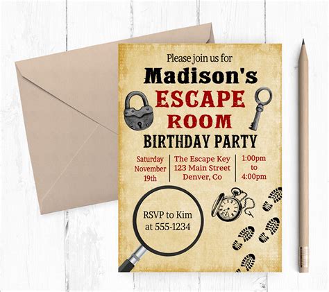 Escape Room Birthday Invitation Escape Room Party Invitation Etsy