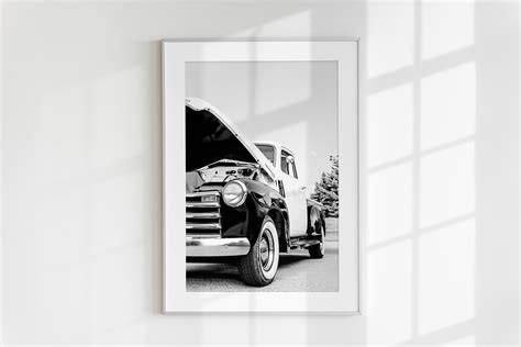 Vintage Car Wall Art, Black and White Car Photography Print, Chevrolet ...