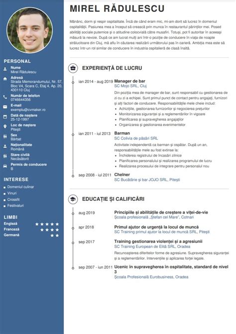 Exemple De Cv și Modele De Cv Uri Profesionale De La Cvmaker