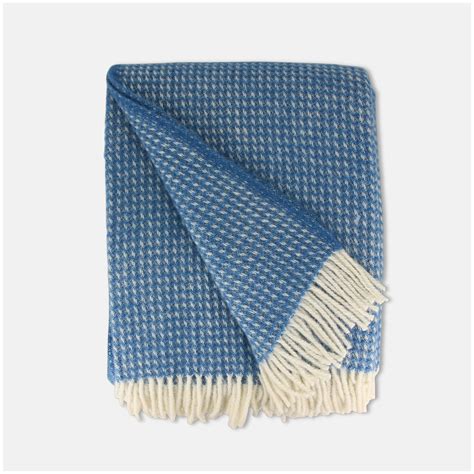 Plaid Laine Waffle Bleu Tweedmill