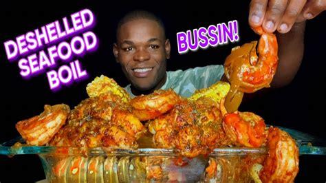 Deshelled Seafood Boil Mukbang Lobster Tails Tiger Prawns Seafood Mukbang Youtube