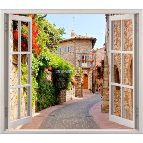 Sticker Fen Tre Trompe L Oeil Belle Ruelle R F Stickers Muraux Deco