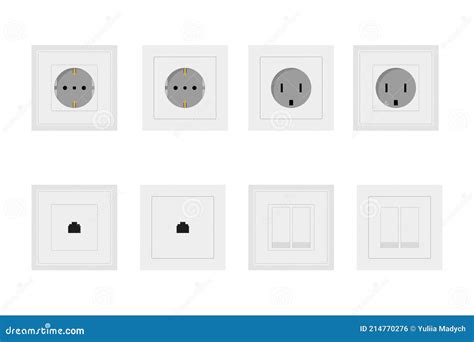 Socket And Switch Electrical Outlet For Electrical Outlets And Electricity Illustration Set Of