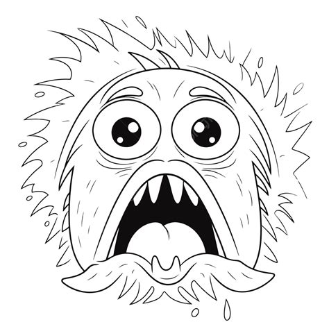 Angry Yellow Monster Face Coloring Page Outline Sketch Drawing Vector