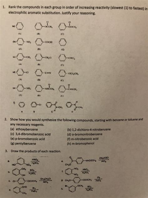 Solved Rank The Compounds In Each Group In Order Of Chegg