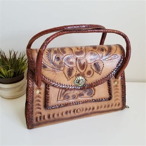 Handbag Vintage Mexican Tooled Leather Envelope Purs Gem