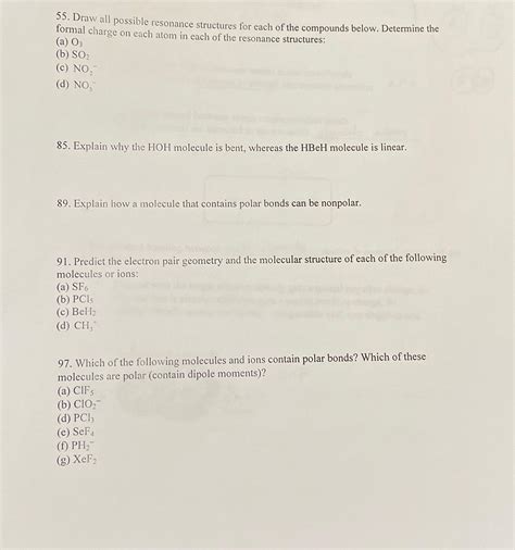 Solved Draw All Possible Resonance Structures For Each Of