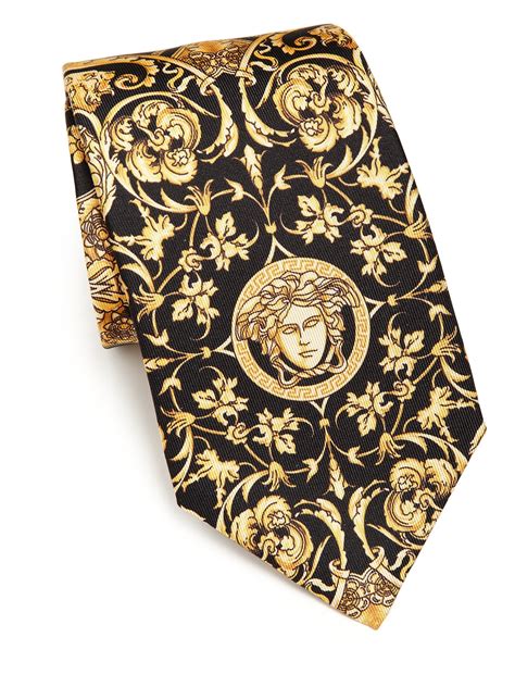 Versace Baroque And Medusa Tie In Gold For Men Black Gold Lyst