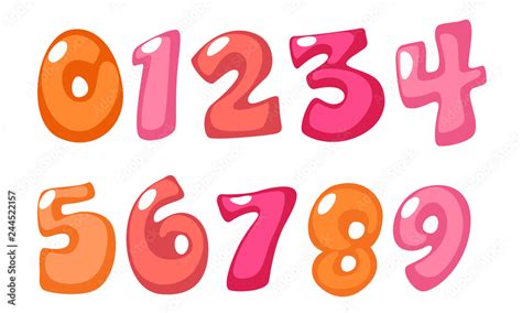 cute bold font numbers in pink color for kids Stock Vector | Adobe Stock